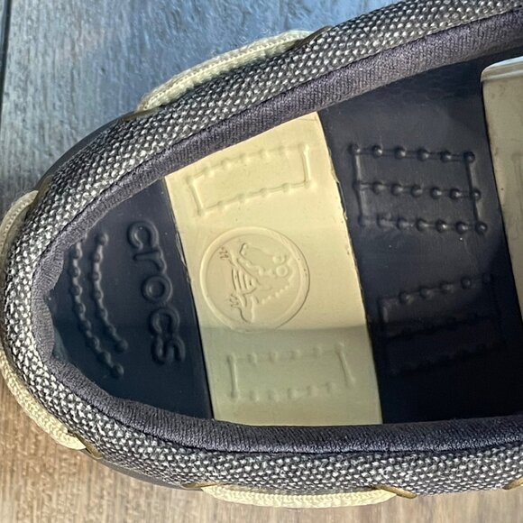 CROCS Beach Line Canvas Boat Shoes Men's Size 8 Navy Stucco Color 202774 Slip On - Picture 7 of 9